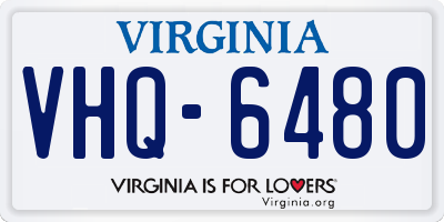 VA license plate VHQ6480