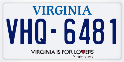 VA license plate VHQ6481