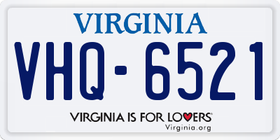 VA license plate VHQ6521
