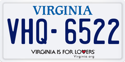 VA license plate VHQ6522