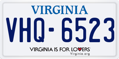 VA license plate VHQ6523
