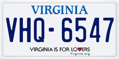 VA license plate VHQ6547