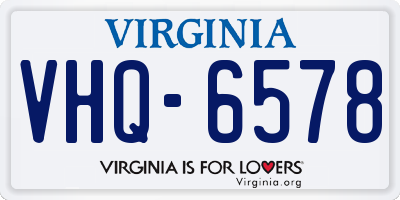 VA license plate VHQ6578