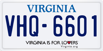 VA license plate VHQ6601