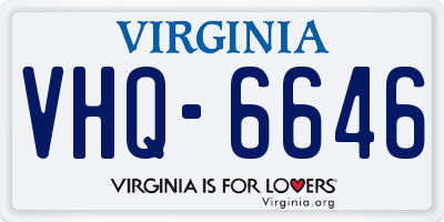 VA license plate VHQ6646