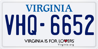 VA license plate VHQ6652