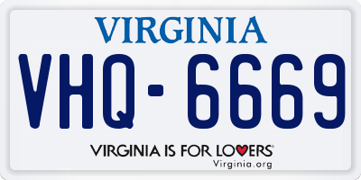 VA license plate VHQ6669