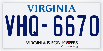 VA license plate VHQ6670