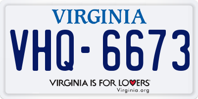 VA license plate VHQ6673