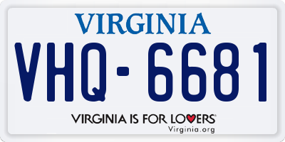 VA license plate VHQ6681