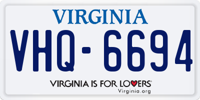 VA license plate VHQ6694