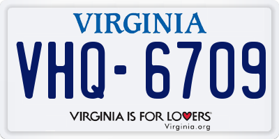 VA license plate VHQ6709