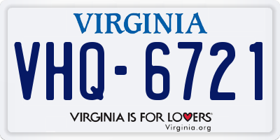 VA license plate VHQ6721