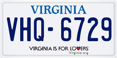 VA license plate VHQ6729