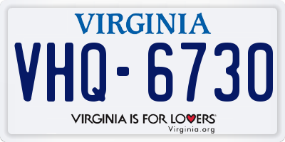 VA license plate VHQ6730