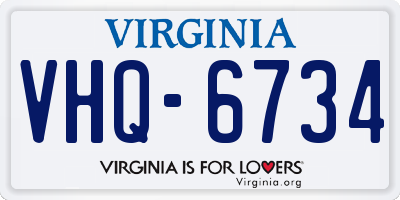 VA license plate VHQ6734