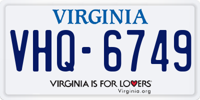 VA license plate VHQ6749