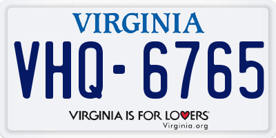 VA license plate VHQ6765