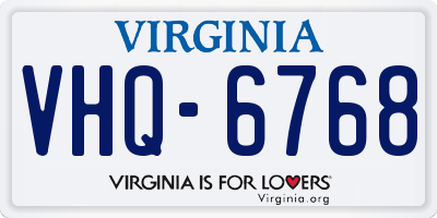 VA license plate VHQ6768