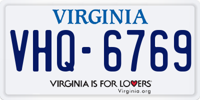 VA license plate VHQ6769