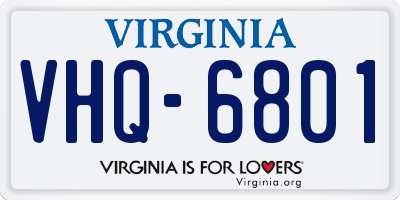 VA license plate VHQ6801