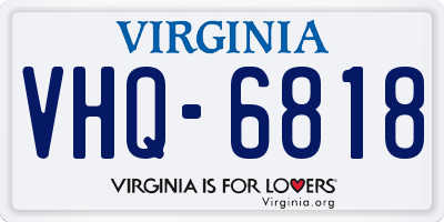 VA license plate VHQ6818