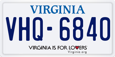 VA license plate VHQ6840