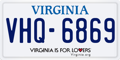 VA license plate VHQ6869
