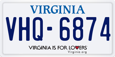 VA license plate VHQ6874