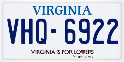 VA license plate VHQ6922