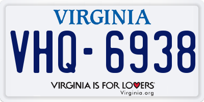 VA license plate VHQ6938