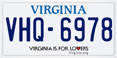 VA license plate VHQ6978