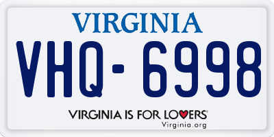 VA license plate VHQ6998