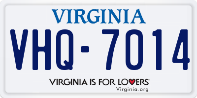 VA license plate VHQ7014