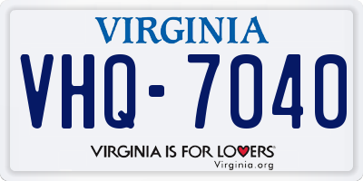 VA license plate VHQ7040