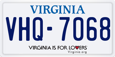 VA license plate VHQ7068