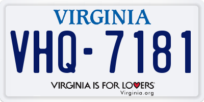 VA license plate VHQ7181