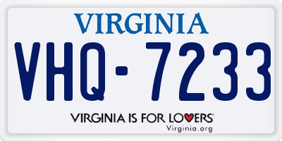 VA license plate VHQ7233