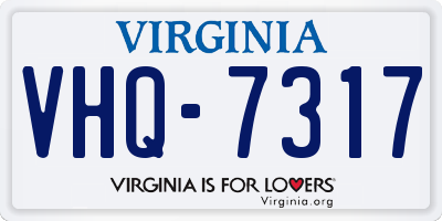 VA license plate VHQ7317