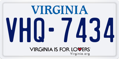 VA license plate VHQ7434