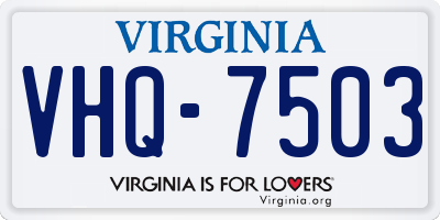 VA license plate VHQ7503