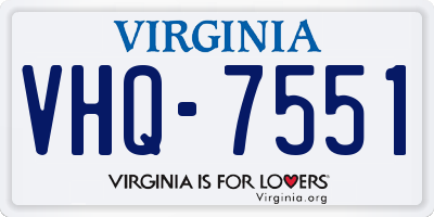 VA license plate VHQ7551