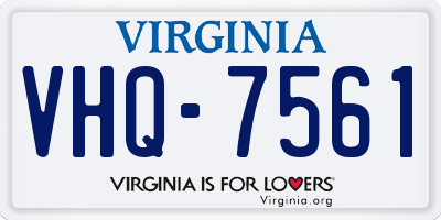 VA license plate VHQ7561