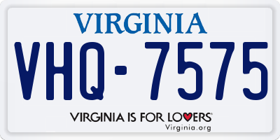 VA license plate VHQ7575