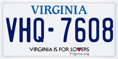 VA license plate VHQ7608