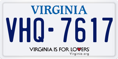 VA license plate VHQ7617