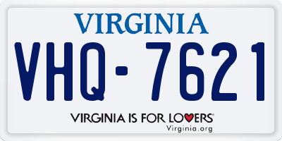 VA license plate VHQ7621