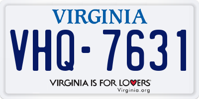 VA license plate VHQ7631