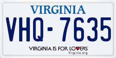 VA license plate VHQ7635
