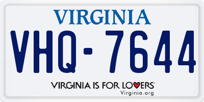 VA license plate VHQ7644